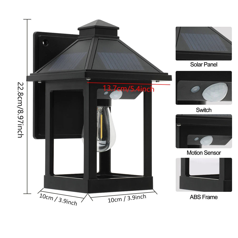 Solar Powered Wall Lanterns 3 Mode Motion Sensor 2 Pack
