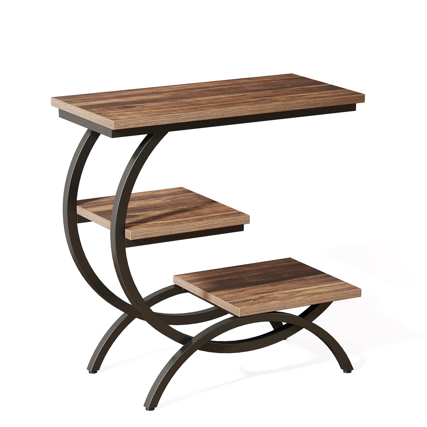 Tribesigns C Shaped End Table Industrial 3 Tier Storage Shelf