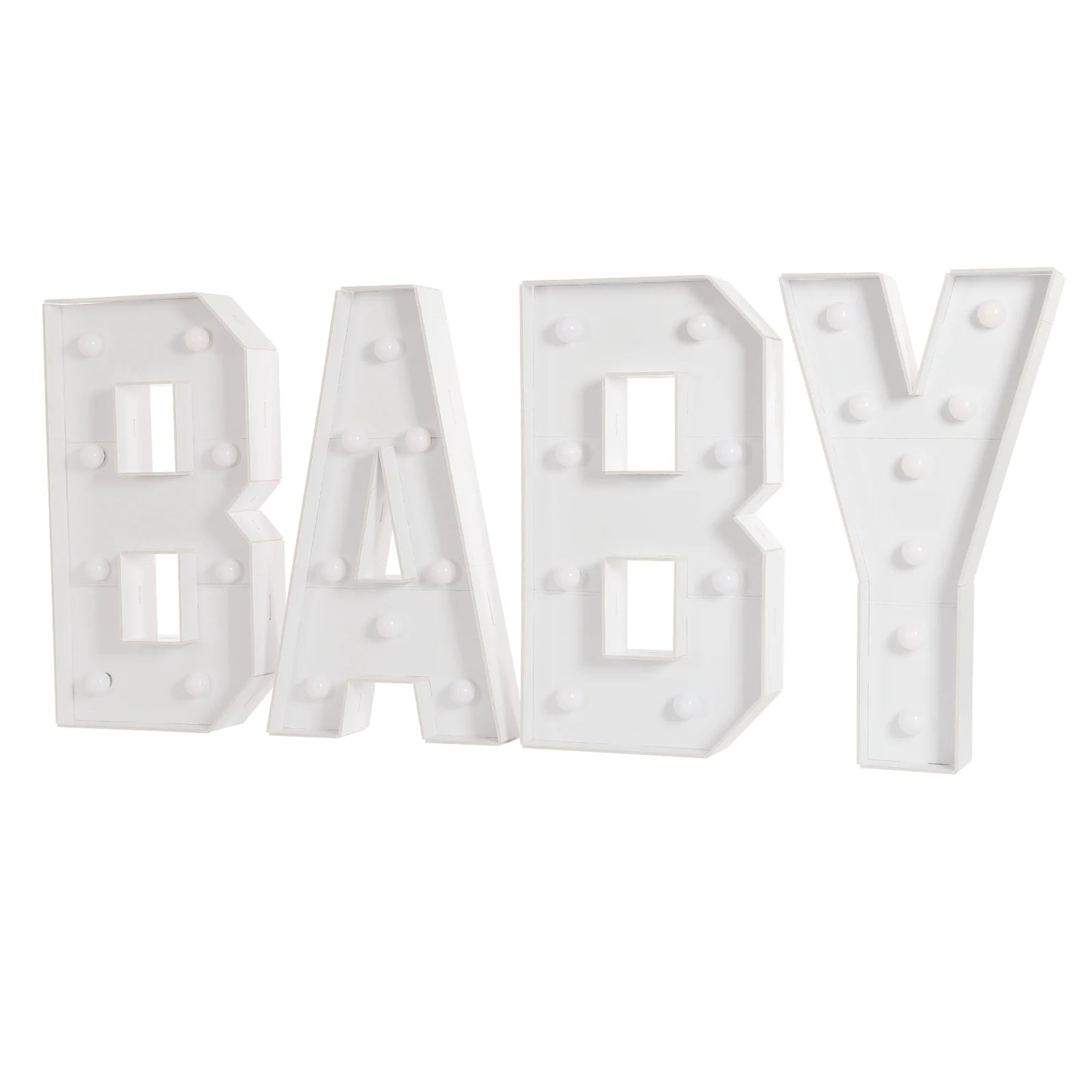 White LED Light Up Letter Lights For Baby Birthdays Showers