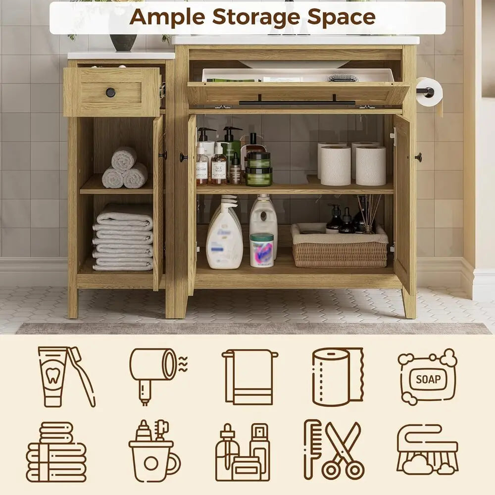 IRONCK Freestanding Vanity With Storage Cabinet And Sink