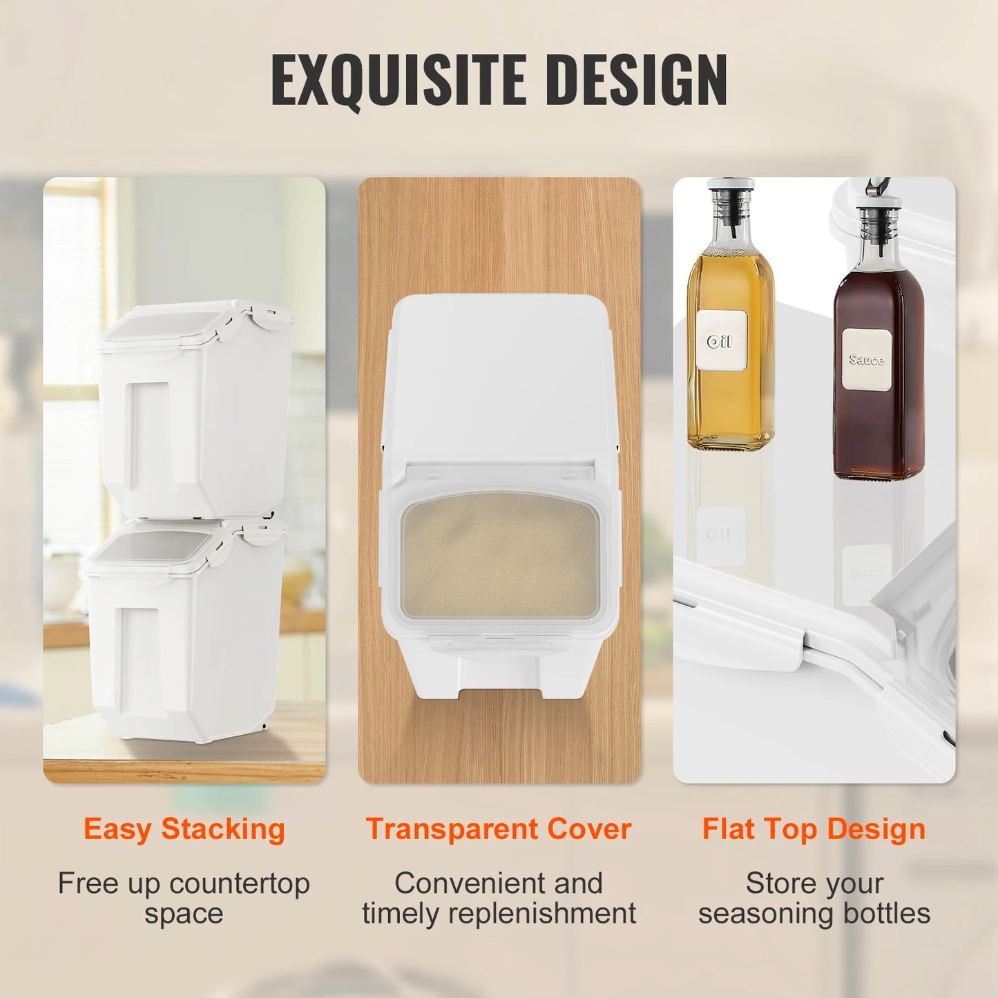 SucceBuy Dispenser Bin Duo For Ingredient Storage With Lids