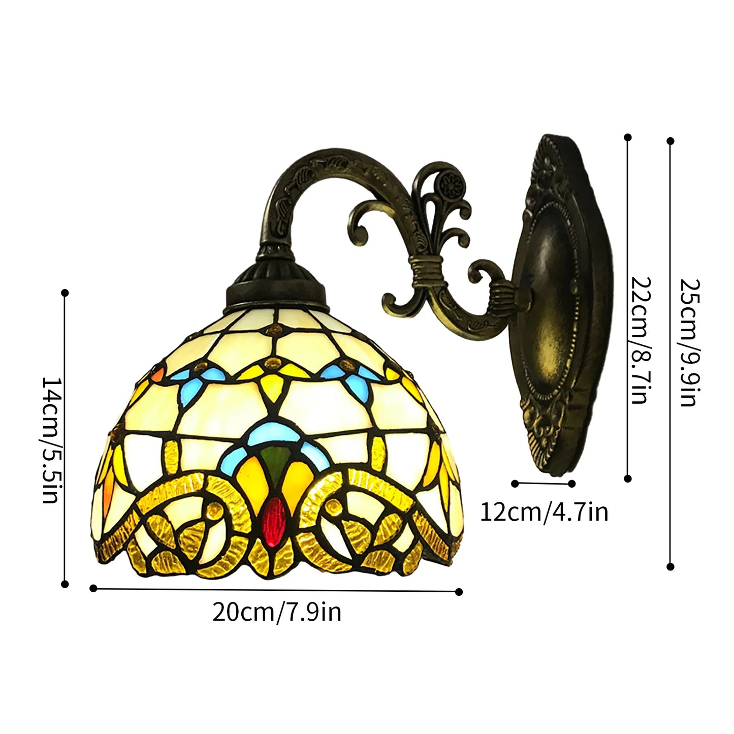 Tiffany Vintage Dome Wall Lamp Indoor Living Room Staircase