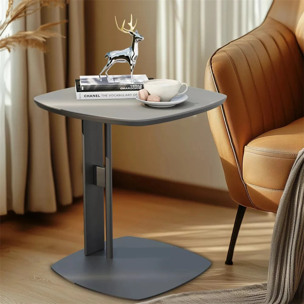 Wisfor Luxury C Table With Saddle Leather Top And Metal Leg