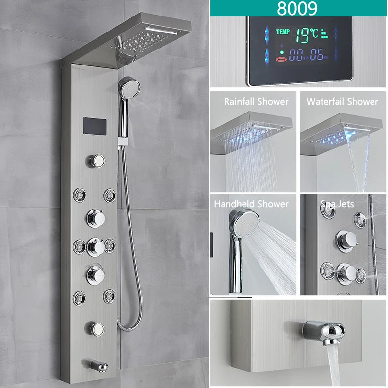 Wanmivezlo LED Bath Shower Faucet Panel System Temperature