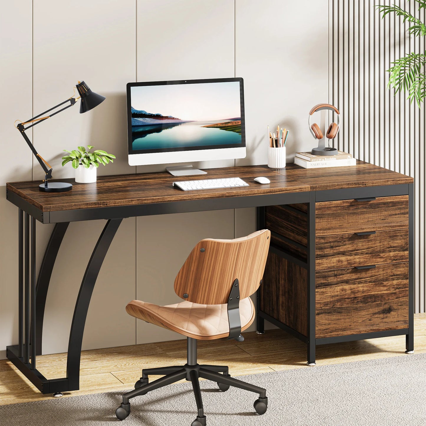 Tribesigns 3-Drawer Computer Desk With Reversible Drawers