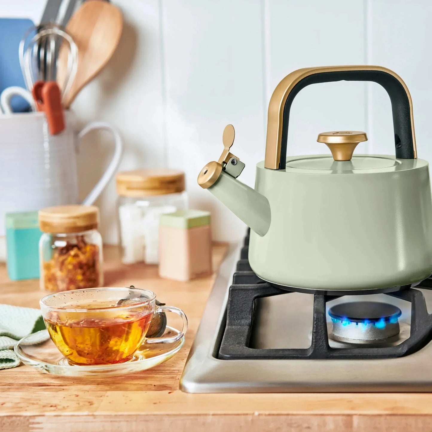 Induction Compatible Ceramic Tea Kettle With Whistle Spout
