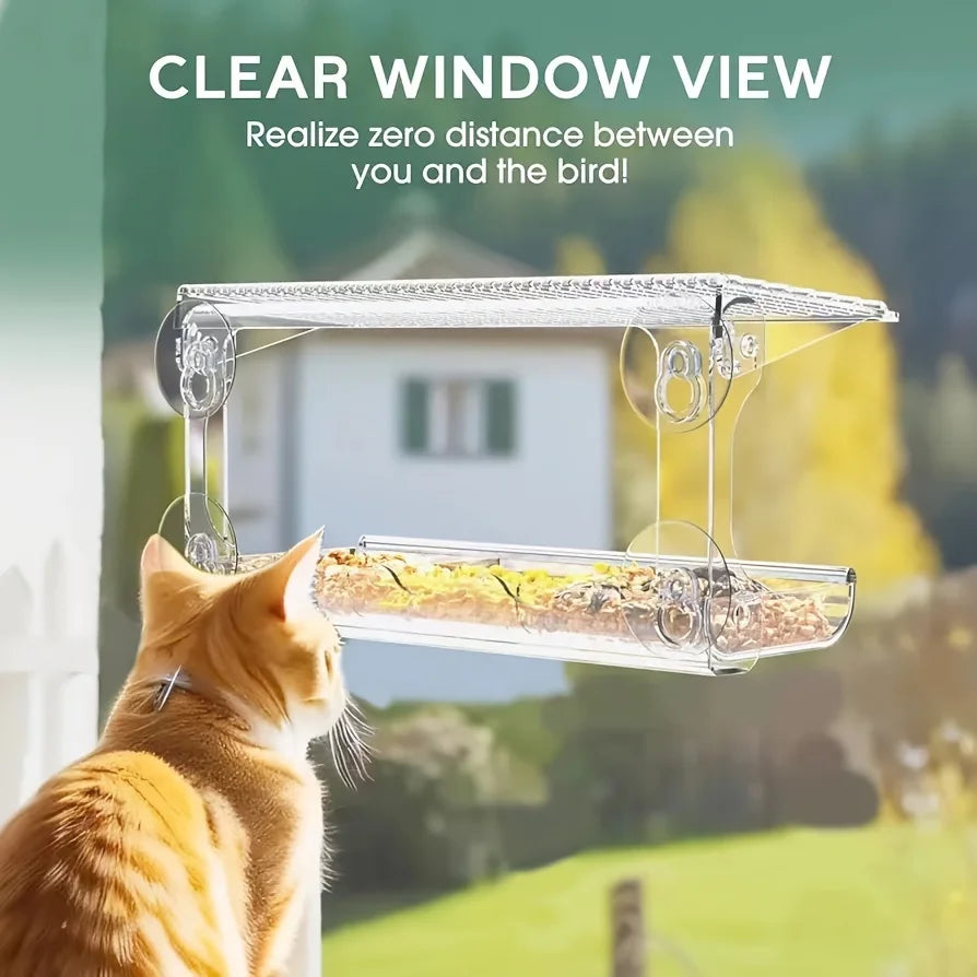 Feature Indestructible Window Bird Feeder Removable Tray
