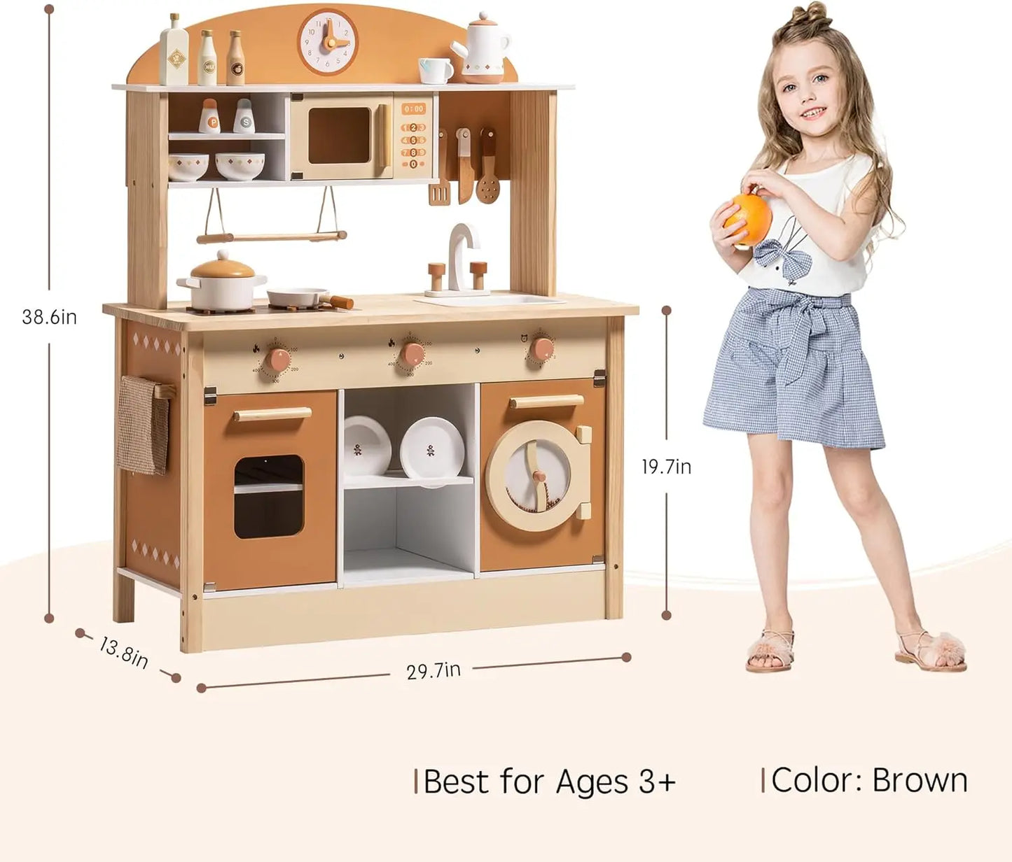 Rolife Robotime Robud Kids Kitchen Playset Wooden Pretend