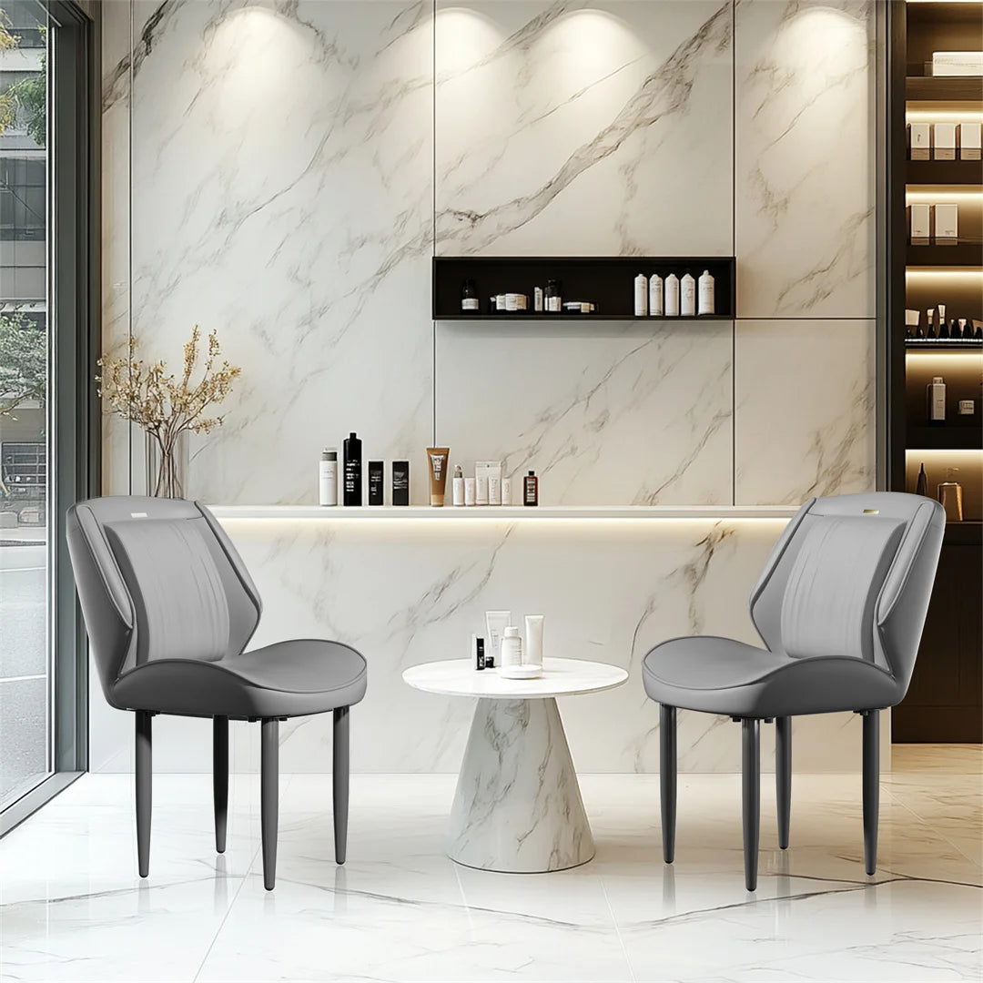 Modern PU Leather Dining Chairs Set Of 2 With Wide Back