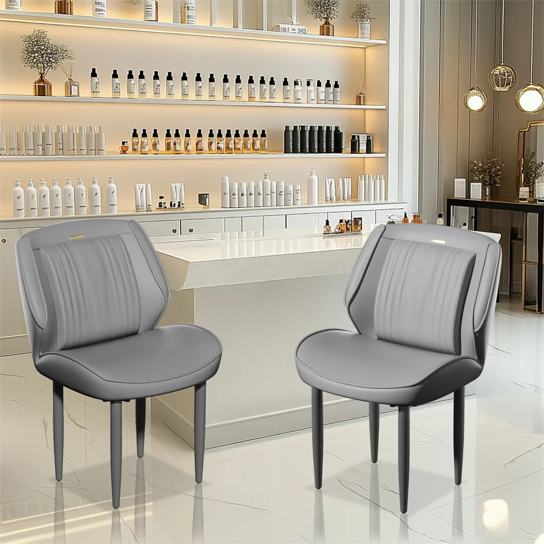Modern PU Leather Dining Chairs Set Of 2 With Wide Back