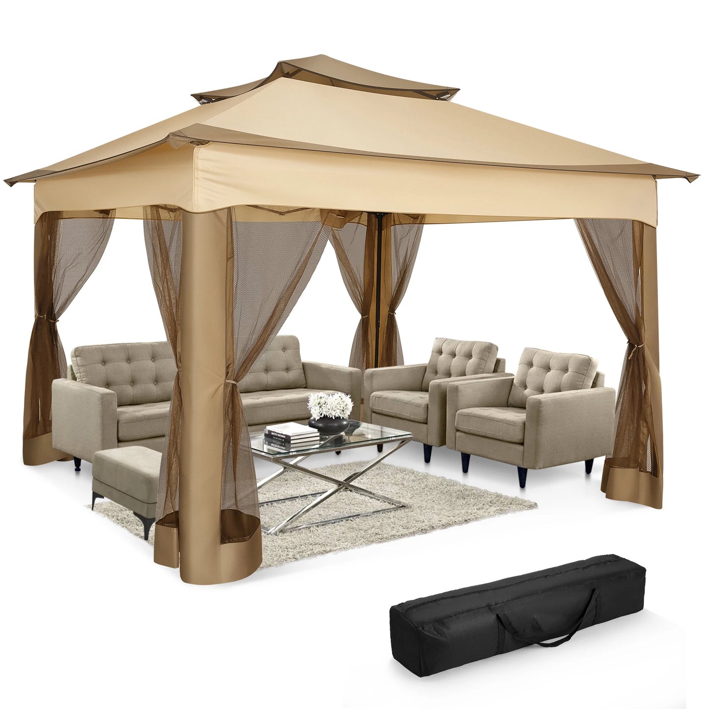 Tooluck Pop Up Gazebo With Mosquito Netting Outdoor Canopy Tent