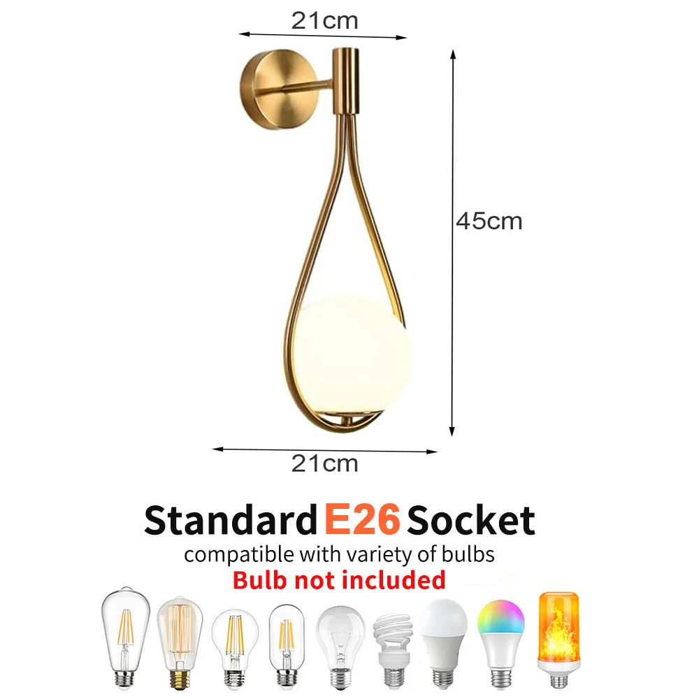 Riserva LED Indoor Wall Light Globe Glass Shade Wall Sconce