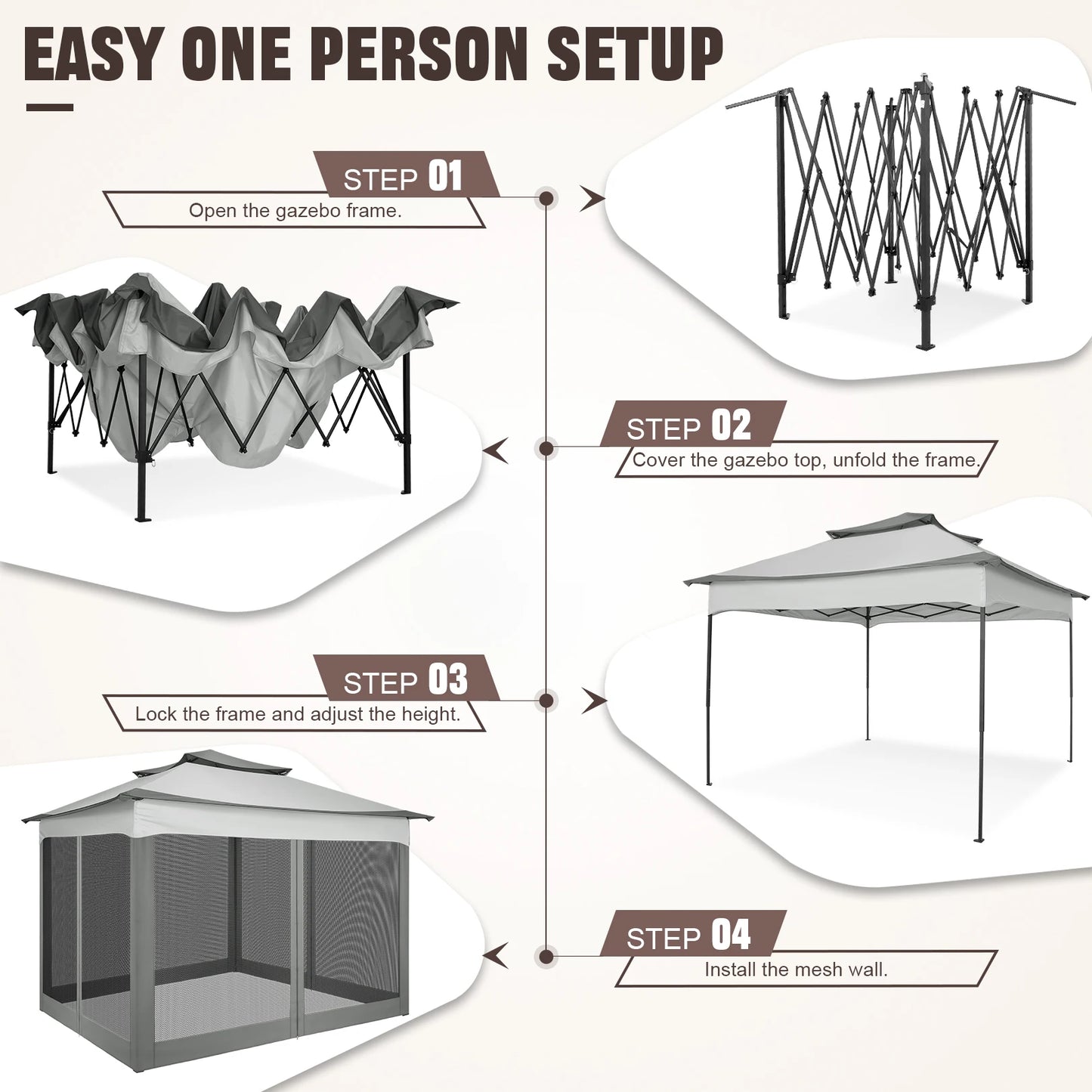 Tooluck Pop Up Gazebo With Mosquito Netting