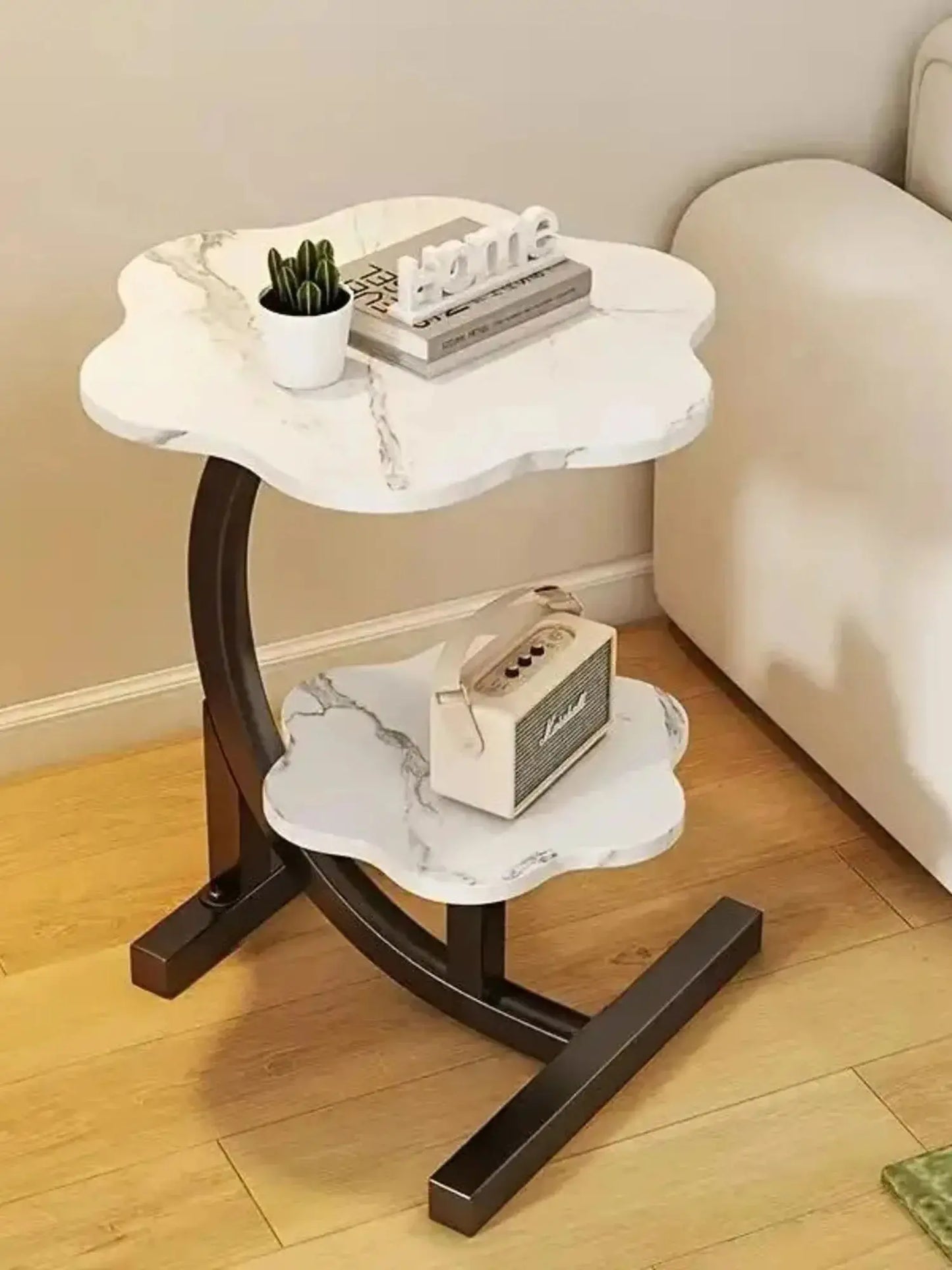 Elegant Flower Shape Two Layer Marble Table for Sofa