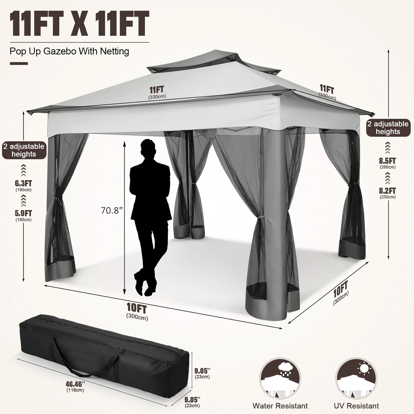 Tooluck Pop Up Gazebo With Mosquito Netting