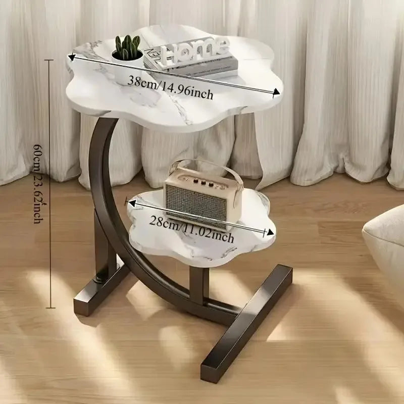 Elegant Flower Shape Two Layer Marble Table for Sofa