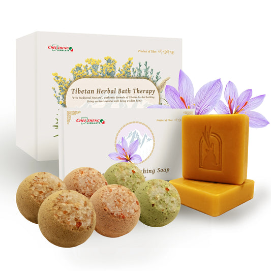 Qizheng Hiamalaya Bath Bomb and Saffron Soap Set Relaxing