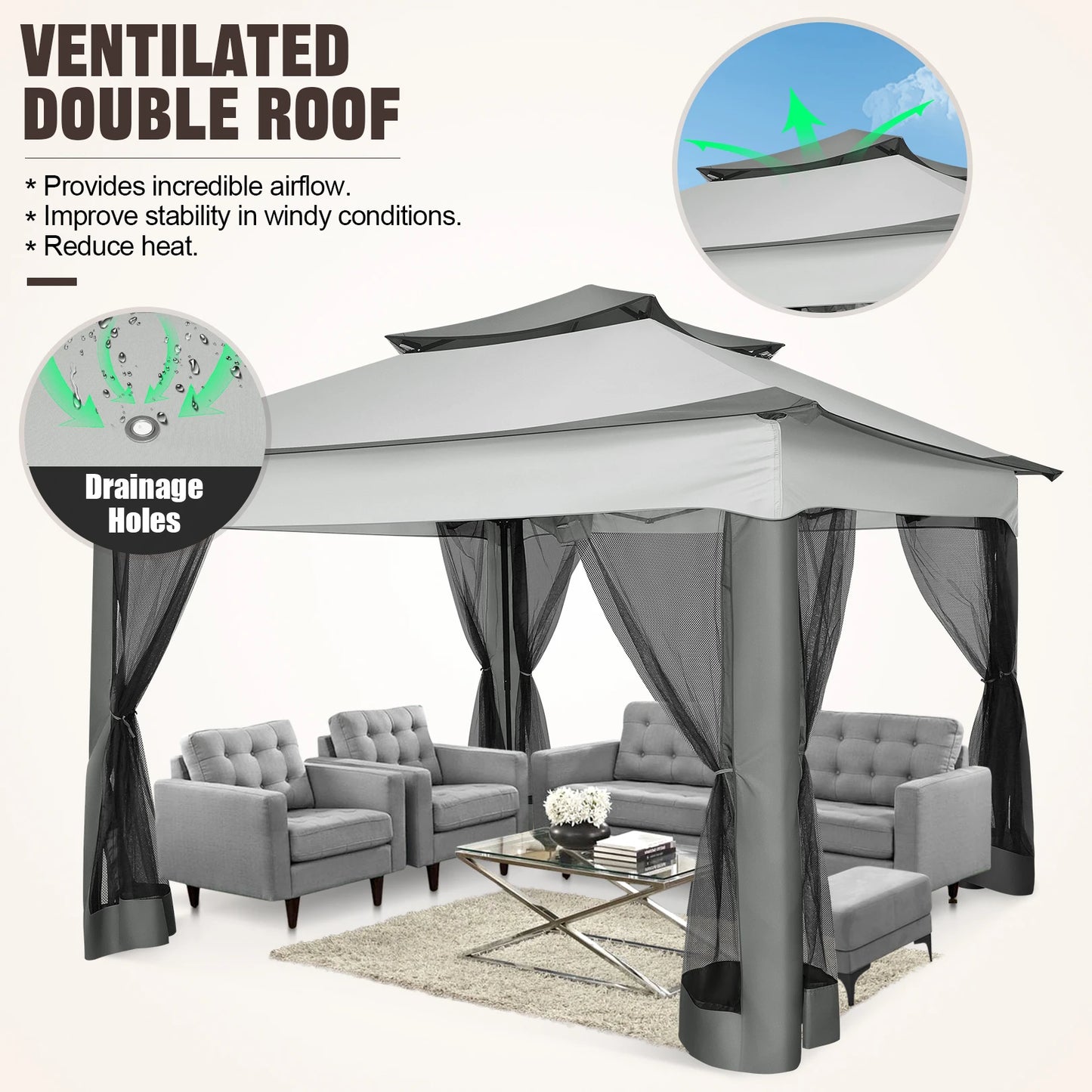 Tooluck Pop Up Gazebo With Mosquito Netting