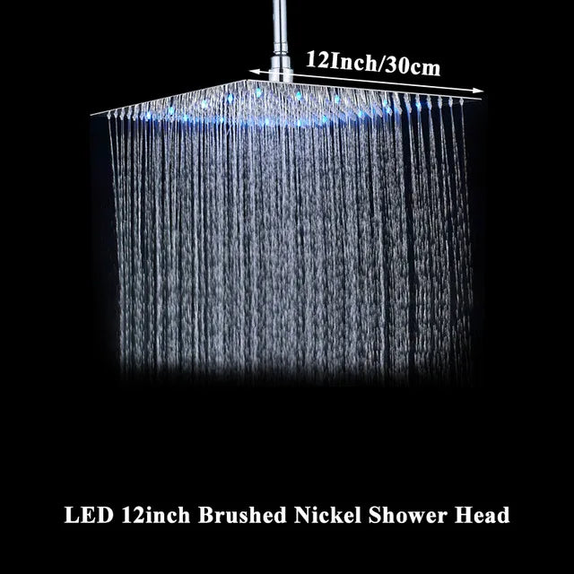 Wanmivezlo LED Rainfall Shower Head Square Brass Fixture