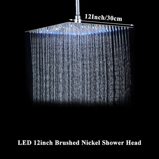Wanmivezlo LED Rainfall Shower Head Square Brass Fixture