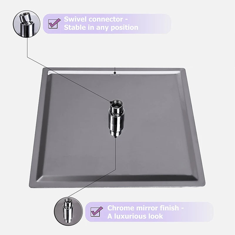 Wanmivezlo LED Rainfall Shower Head Square Brass Fixture