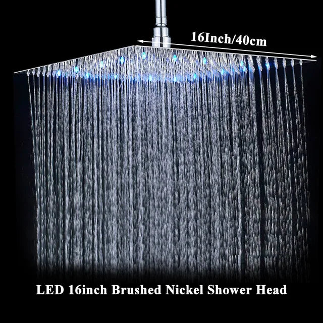 Wanmivezlo LED Rainfall Shower Head Square Brass Fixture