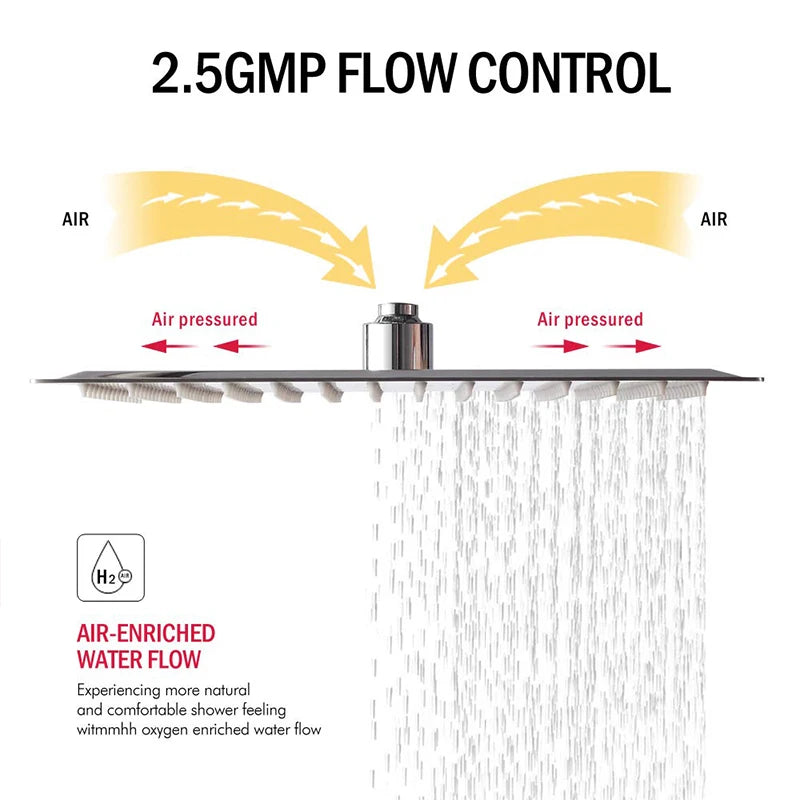 Wanmivezlo LED Rainfall Shower Head Square Brass Fixture