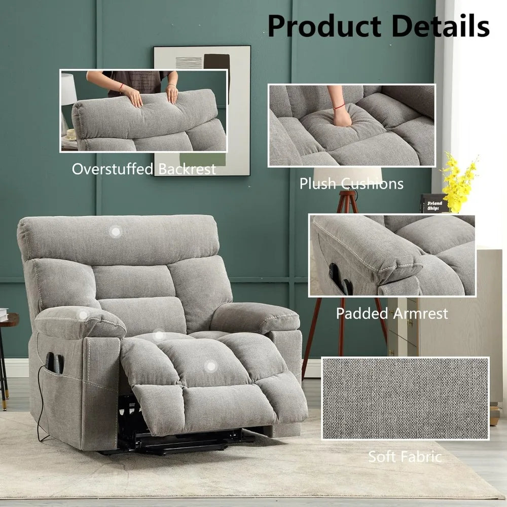 Dual Motor Power Lift Recliner Chair Heated Massage USB Port