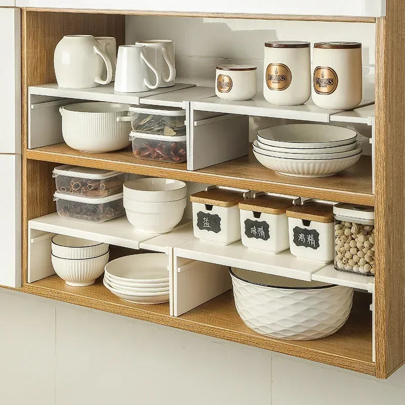 Kitchen Cupboard Organizer Retractable Cabinet Shelf For Spices And Bottles
