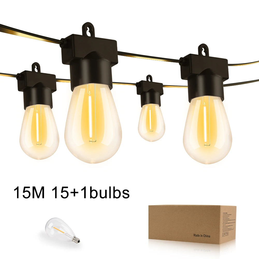 Arbrac 15M LED String Lights Festoon Shatterproof Outdoor