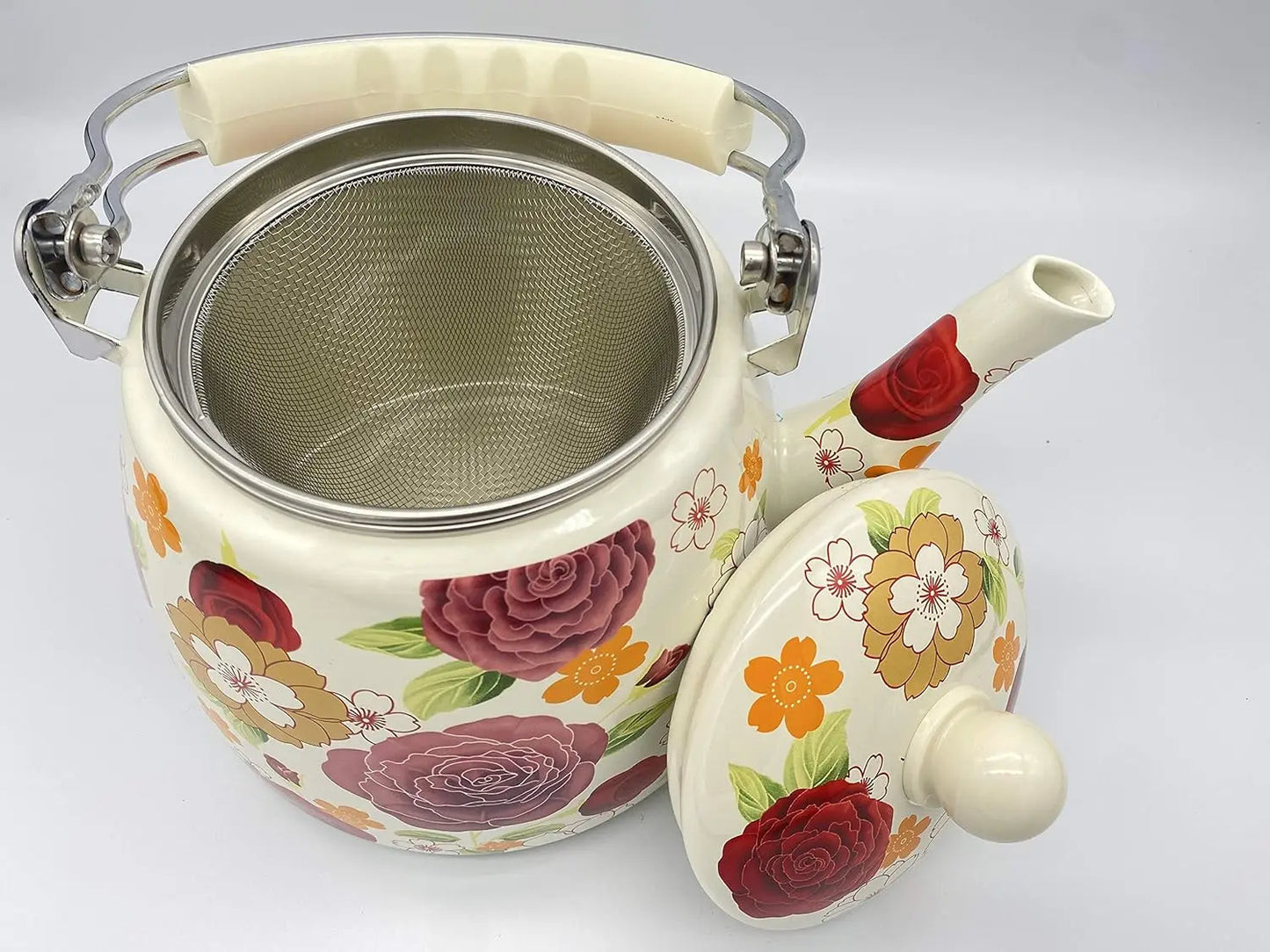 Floral Ceramic Enamel Elegant Teapot For Stovetop Kettle