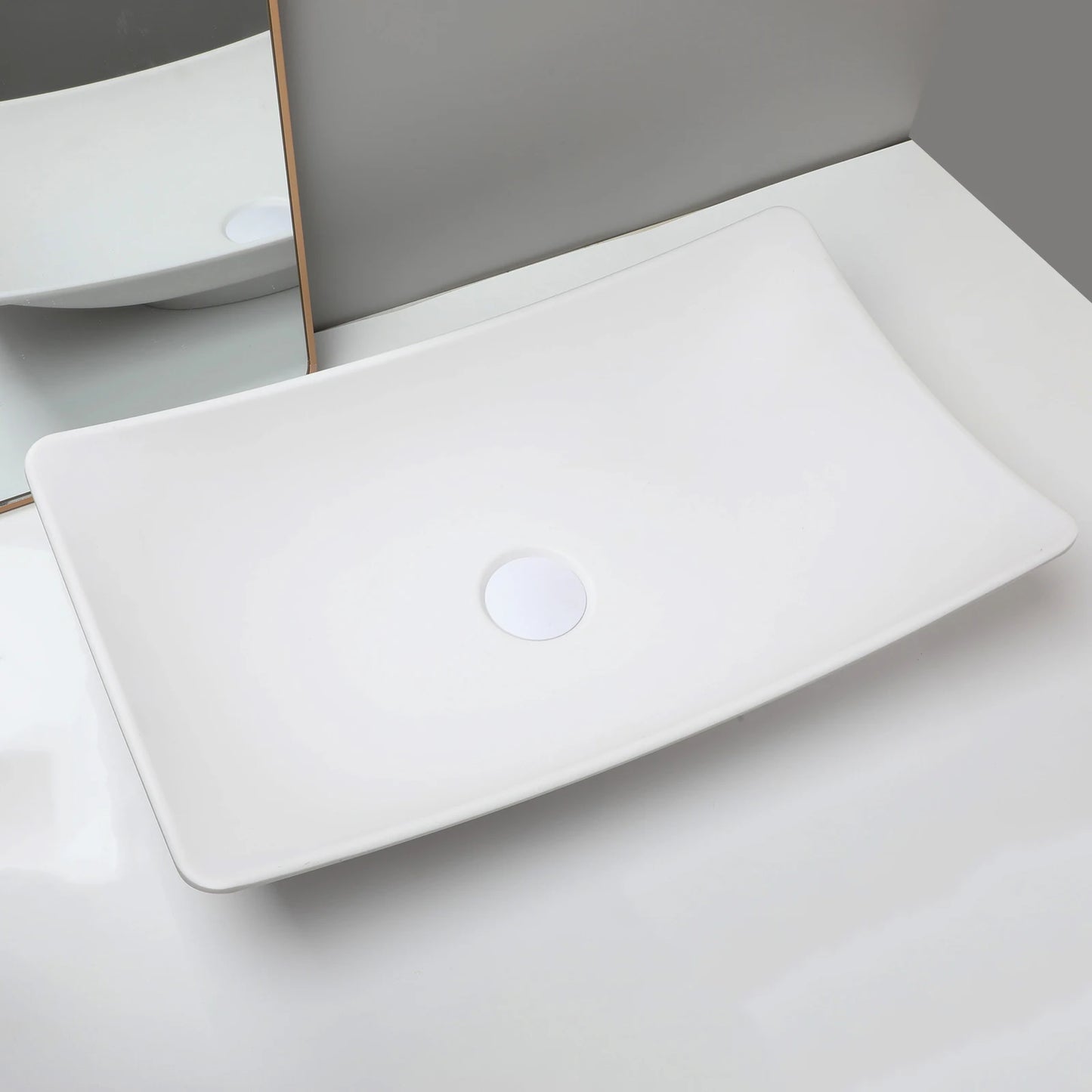MEKKHALA Rectangular Vessel Sink Stone Resin Washbasin