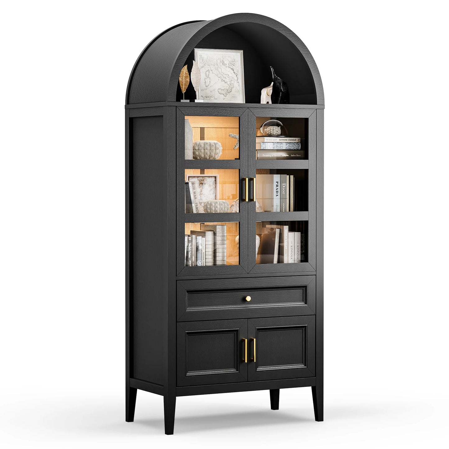 Furgle Modern Arched Storage Cabinet With LED Lights