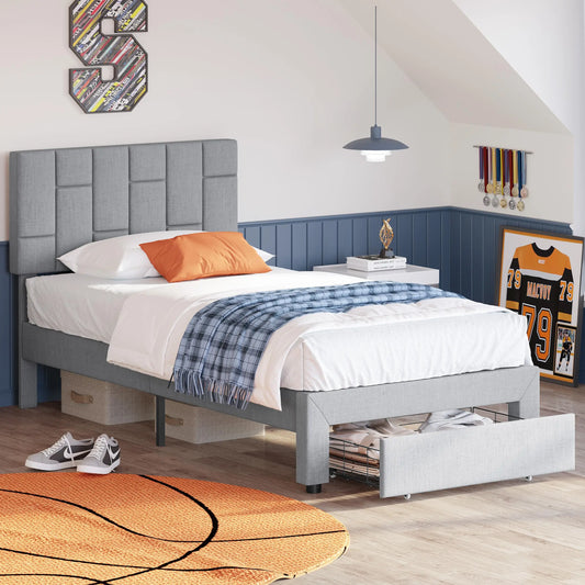 LIKIMIO Upholstered Bed Frame With Underbed Drawers