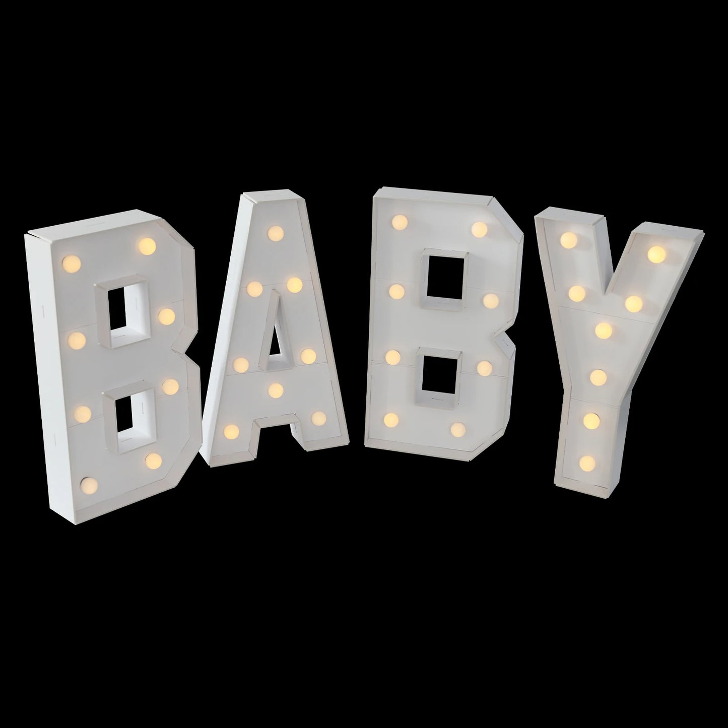White LED Light Up Letter Lights For Baby Birthdays Showers