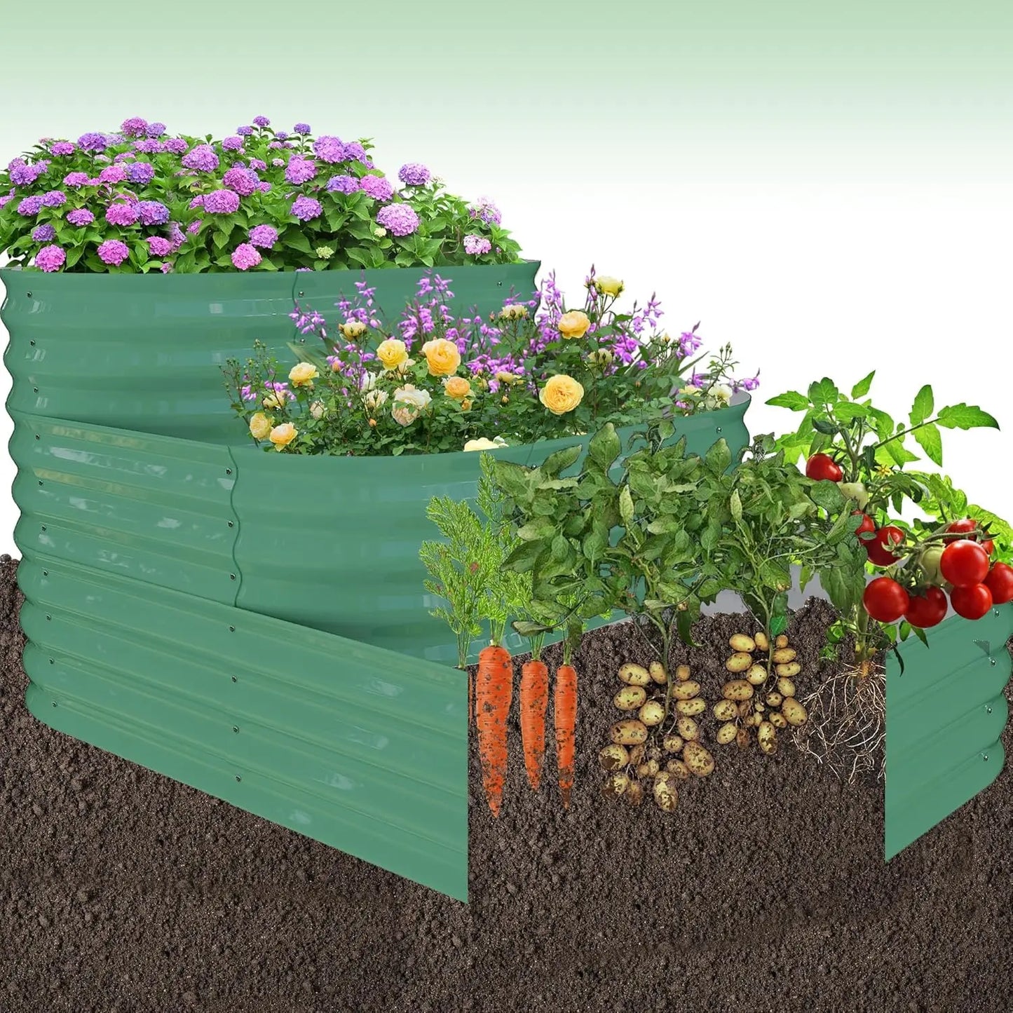 NONEM Raised Garden Bed Galvanized Steel Outdoor Planter Box Vegetables