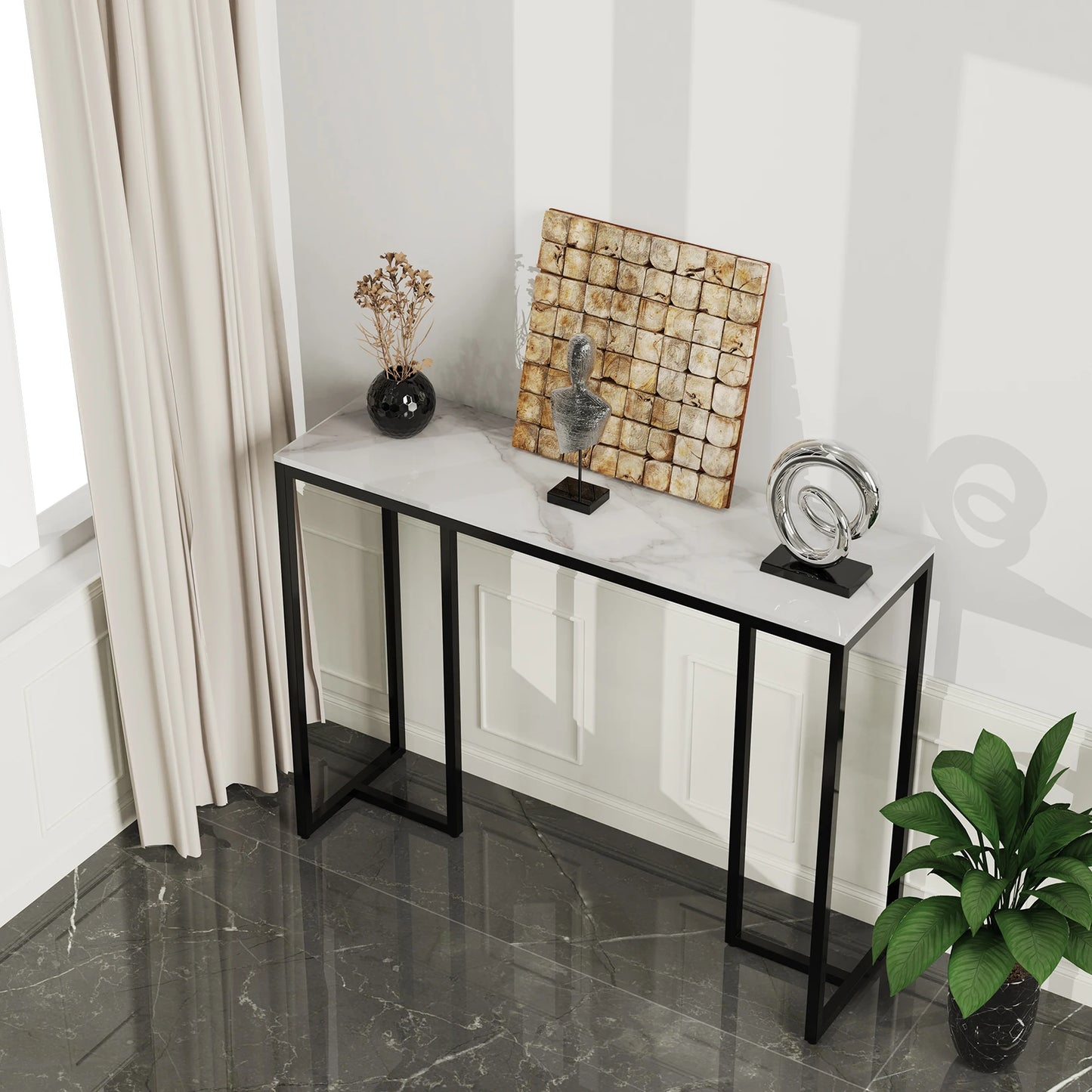 Wisfor Light Luxury Modern Marble Console Table Iron Frame