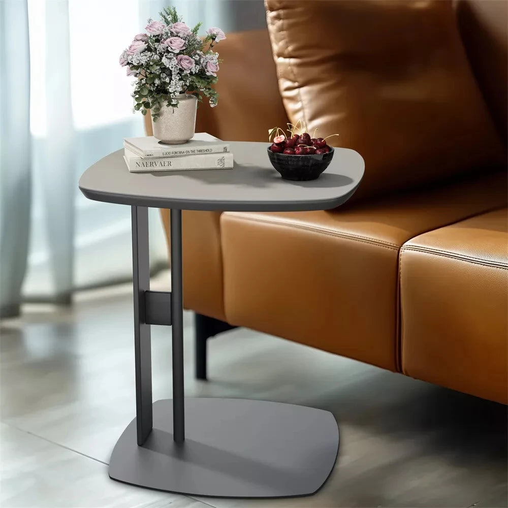 Wisfor Luxury C Table With Saddle Leather Top And Metal Leg