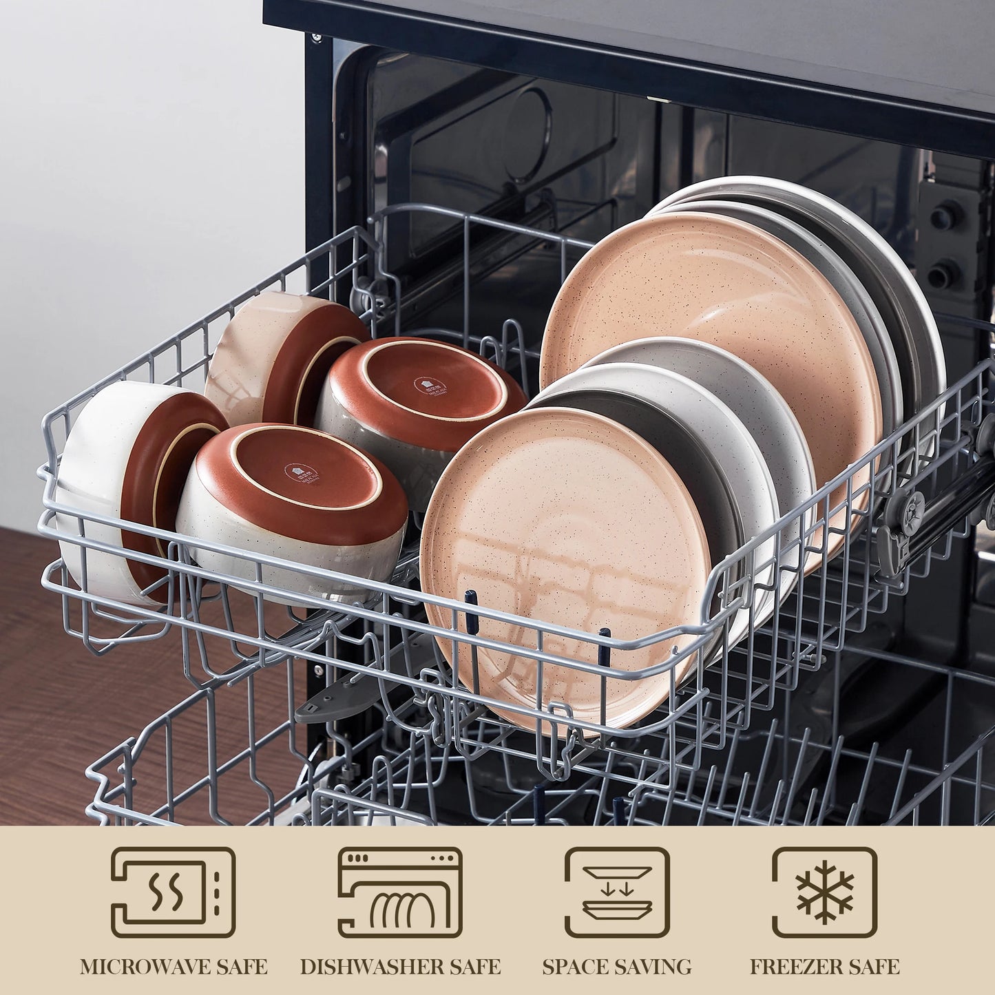 Malacasa Tara Stoneware Dinnerware Set Plates Bowls