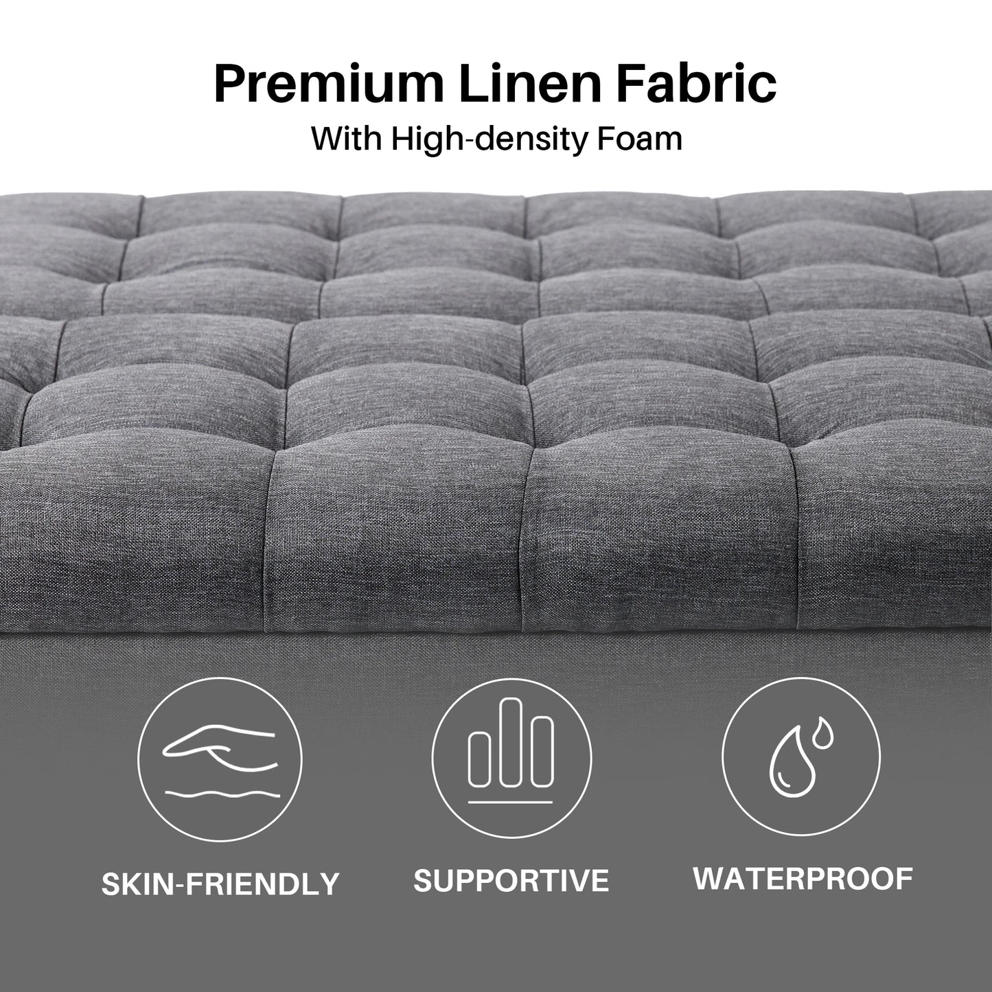 Redlife Lift Top Storage Ottoman Bench Tufted Fabric