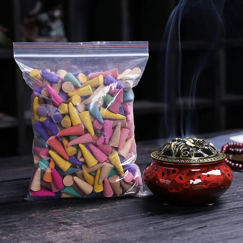 60Pcs Mixed Scented Incense Cones Waterfall Backflow Aromatherapy Anxiety Relief