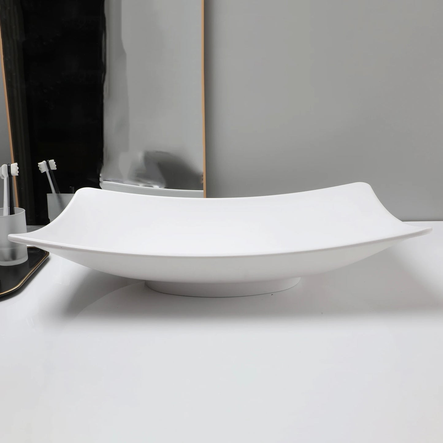 MEKKHALA Rectangular Vessel Sink Stone Resin Washbasin