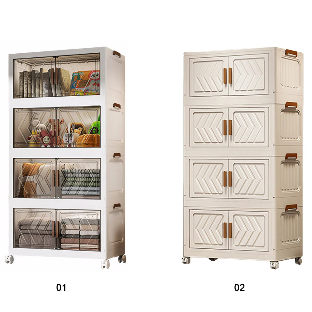 Alloet Four Tier Stackable Storage Bins With Lids And Doors