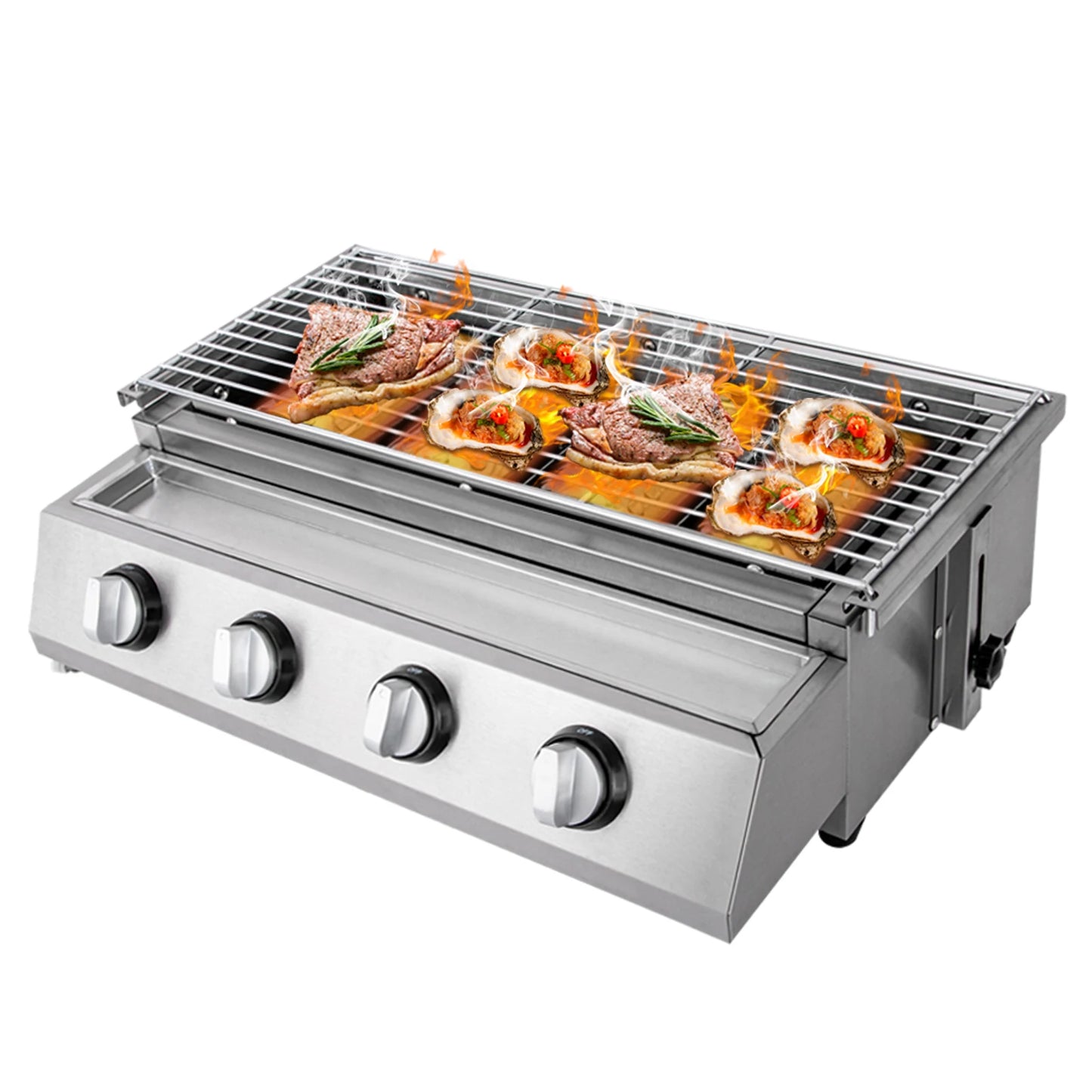 Stainless Steel Gas Grill Roaster 4 Burner BBQ For Camping