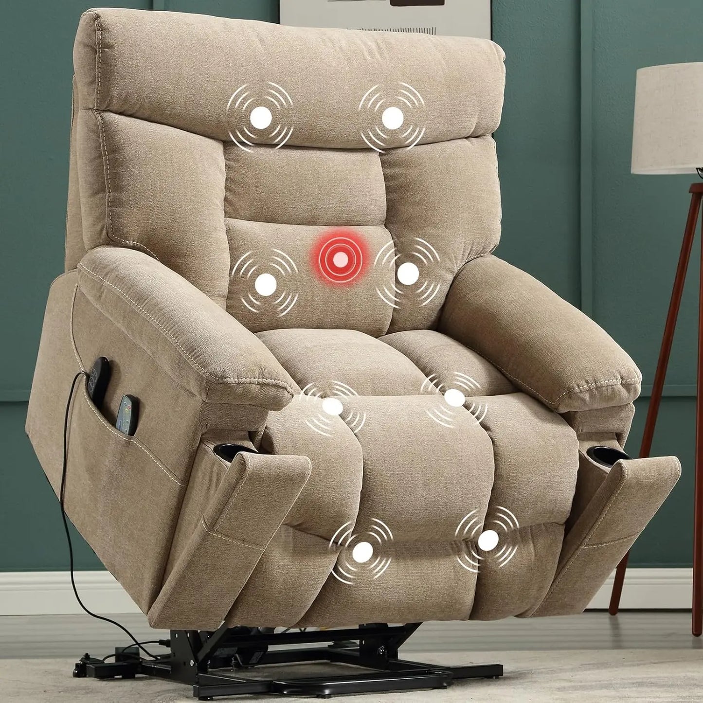 Dual Motor Power Lift Recliner Chair Heated Massage USB Port