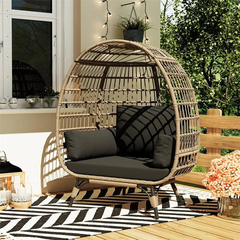 Oversized Wicker Egg Chair Outdoor Cushions With Frame