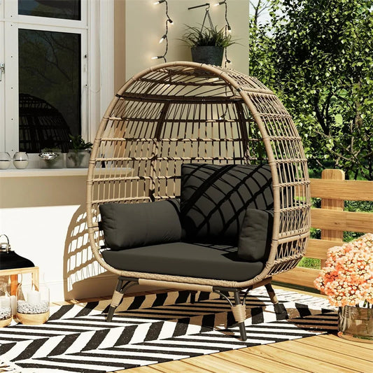 Oversized Wicker Egg Chair Outdoor Cushions With Frame