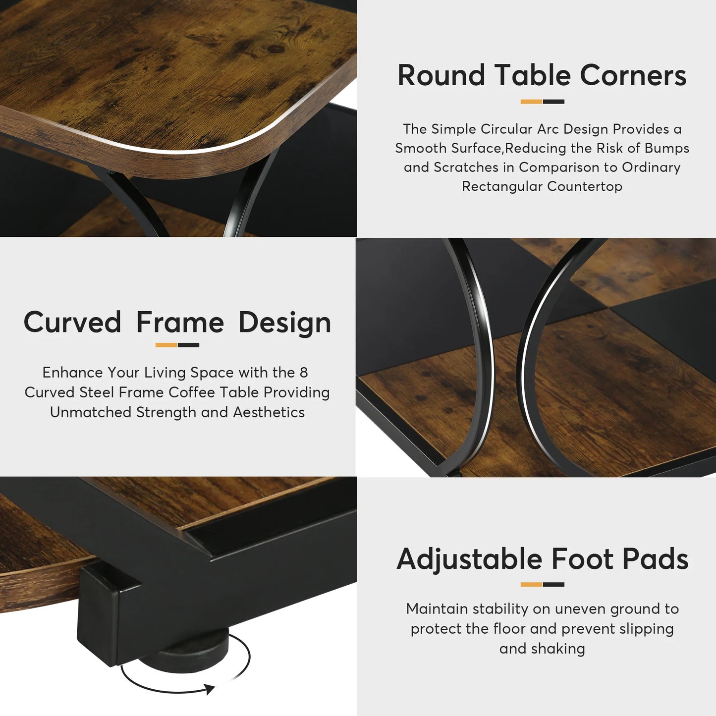 Tribesigns Square Coffee Table Two Tier Wood Storage Shelf Farmhouse
