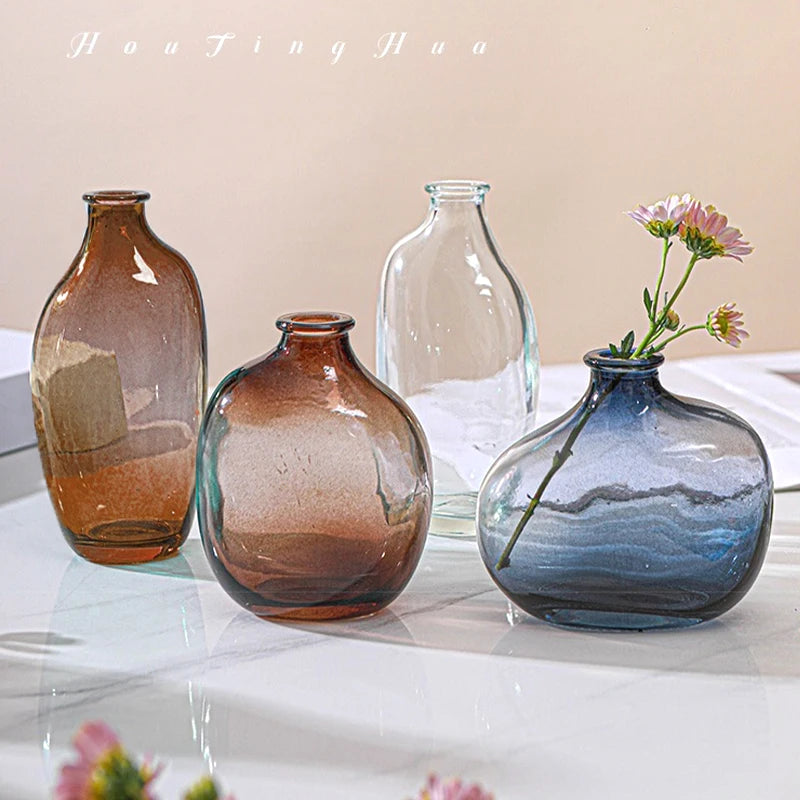 Function Retro Glass Flower Vase Hydroponic Bottle Decor
