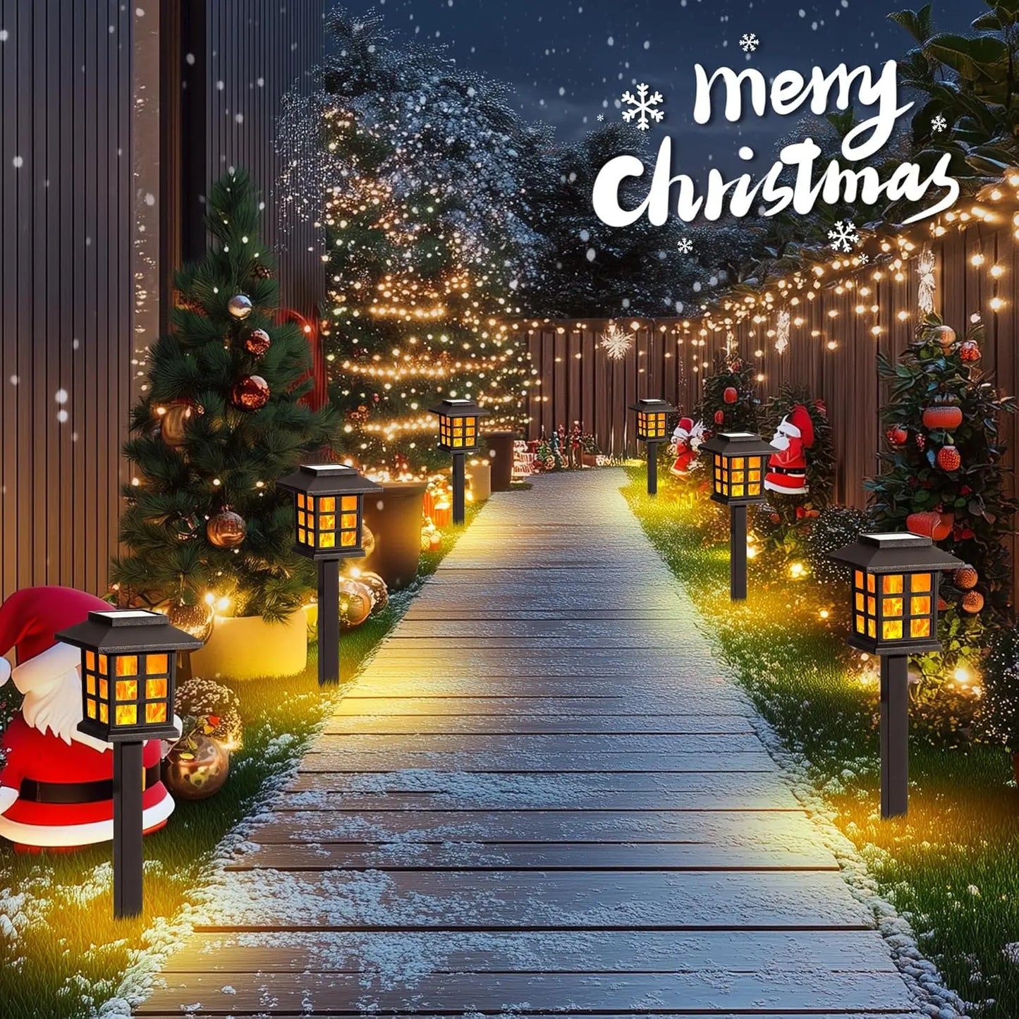 SZRSTHHign Outdoor Solar Torch Lights Flickering Flames